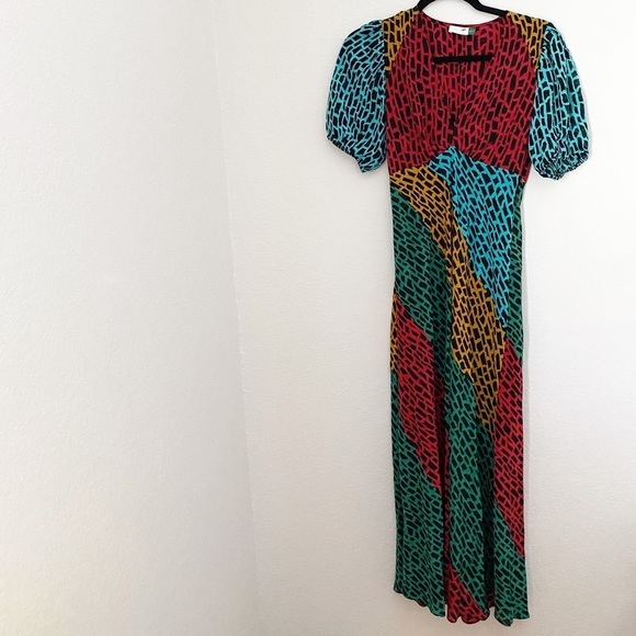 RIXO LONDON Amber Printed Silk Midi Dress - Picture 4 of 13